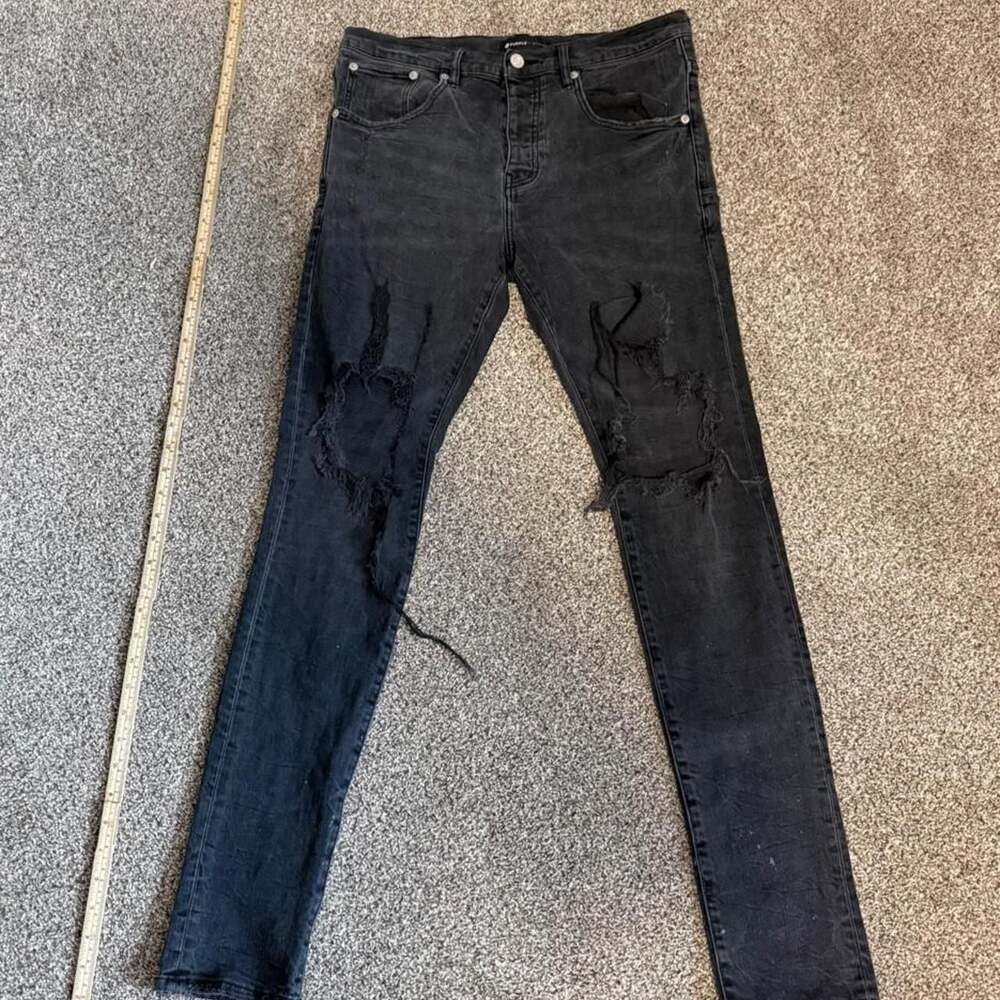 Purple Brand P001 Black Wax Destructed Denim Jeans